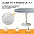 thumbnail image 2 of Elastic Fitted Round Tablecloth, Blue Khaki Striped Waterproof Stretch Table Cover for 55"-60" Tables, Farmhouse Stripes Modern Abstract Art Washable Outdoor Tablecloths for Patio, Picnic, Camping, 2 of 9