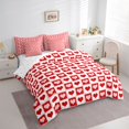 thumbnail image 3 of Manfei Cartoon Loves 7-Piece Bedding Comforter Set,Geometric Plaid Grid King Bedding Sets,Red White Bed Sheets For Girls Kids,Ultra Soft Home Decor Reversible, 3 of 8