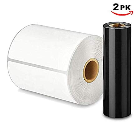 Rubans de Cire de Transfert Thermique Universels Compatibles pour Zèbre Tlp2844/gk420t/gc420t/gx420t/gx430t/zd500 - 4.33" x 244' - 2 PK