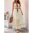 thumbnail image 5 of Summer 2 Piece Maxi Skirt Set for Women Y2k Tie Crop Top Flowy Dress Vacation Beach Outfit Color L, 5 of 9