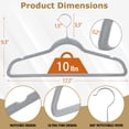 thumbnail image 6 of SuperDeal 100 Pack Velvet Clothes Hangers Non-Slip Slim Hangers Non-Slip Adult Suit Shirts Hangers 360° Swivel Hook, Gray, 6 of 15