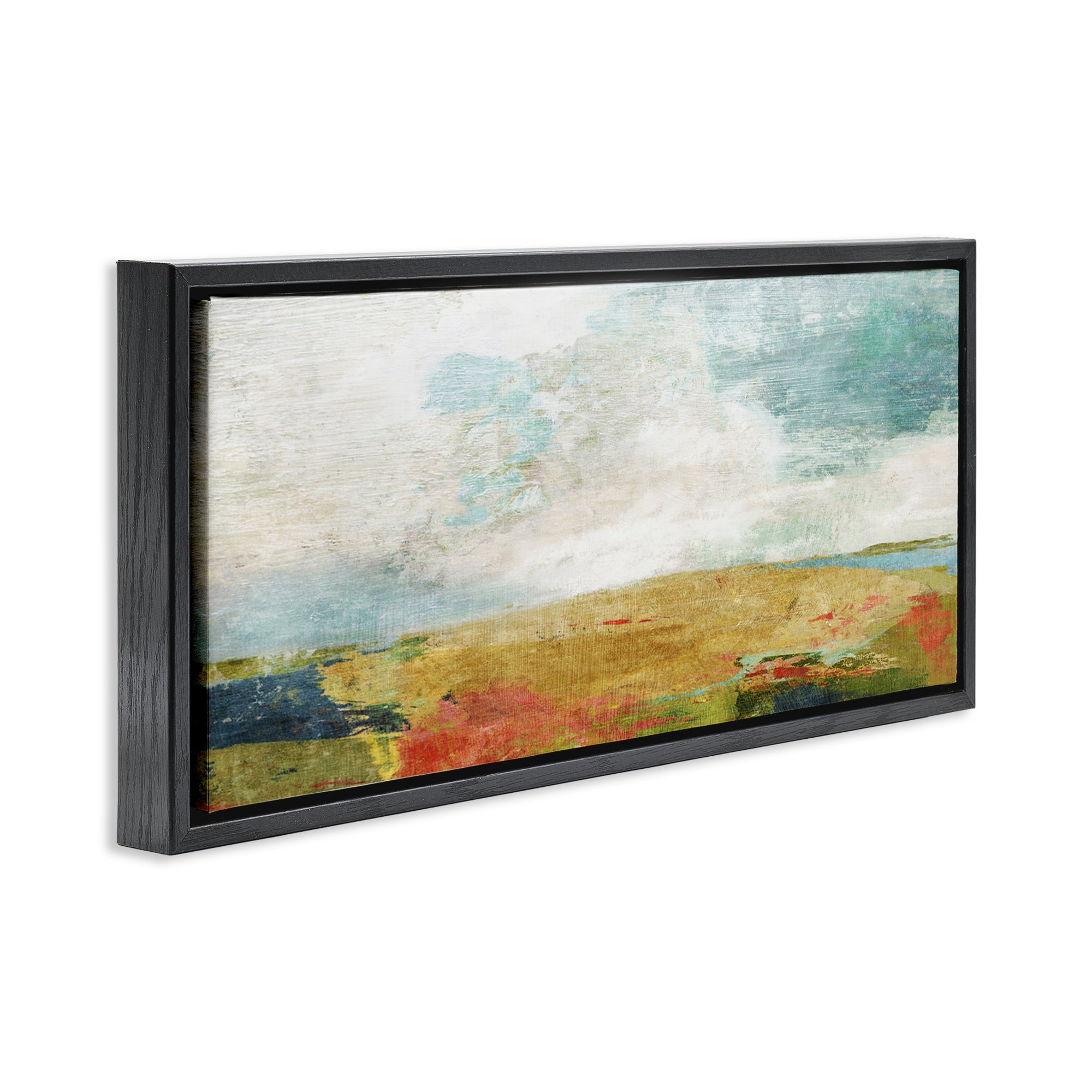 Stupell Industries Rural Country Hills Impression Abstract Painting Black Floater Framed Canvas Art Print Wall Art, 25 x 11