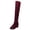 Red, variant on Women Over the Knee Boots Winter Warm Suede Wedge Walking Boot Ladies Comfortable Foldable Dressy High Boots Red Size 6