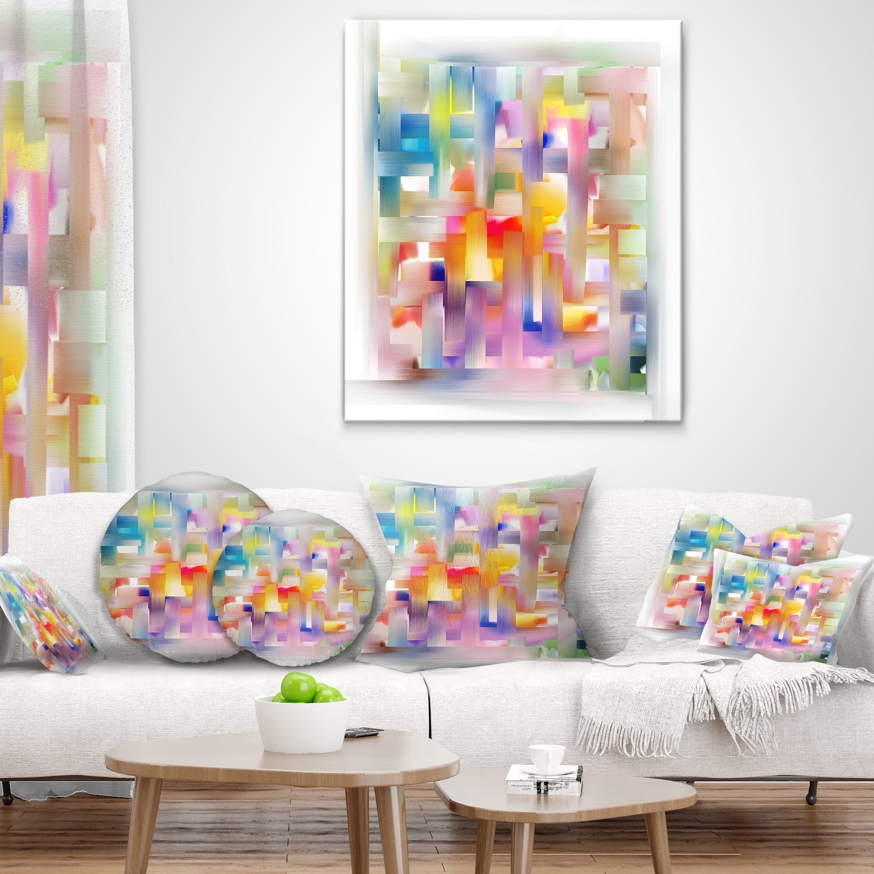 Designart Colorful Seamless Pattern - Abstract Throw Pillow - 12x20