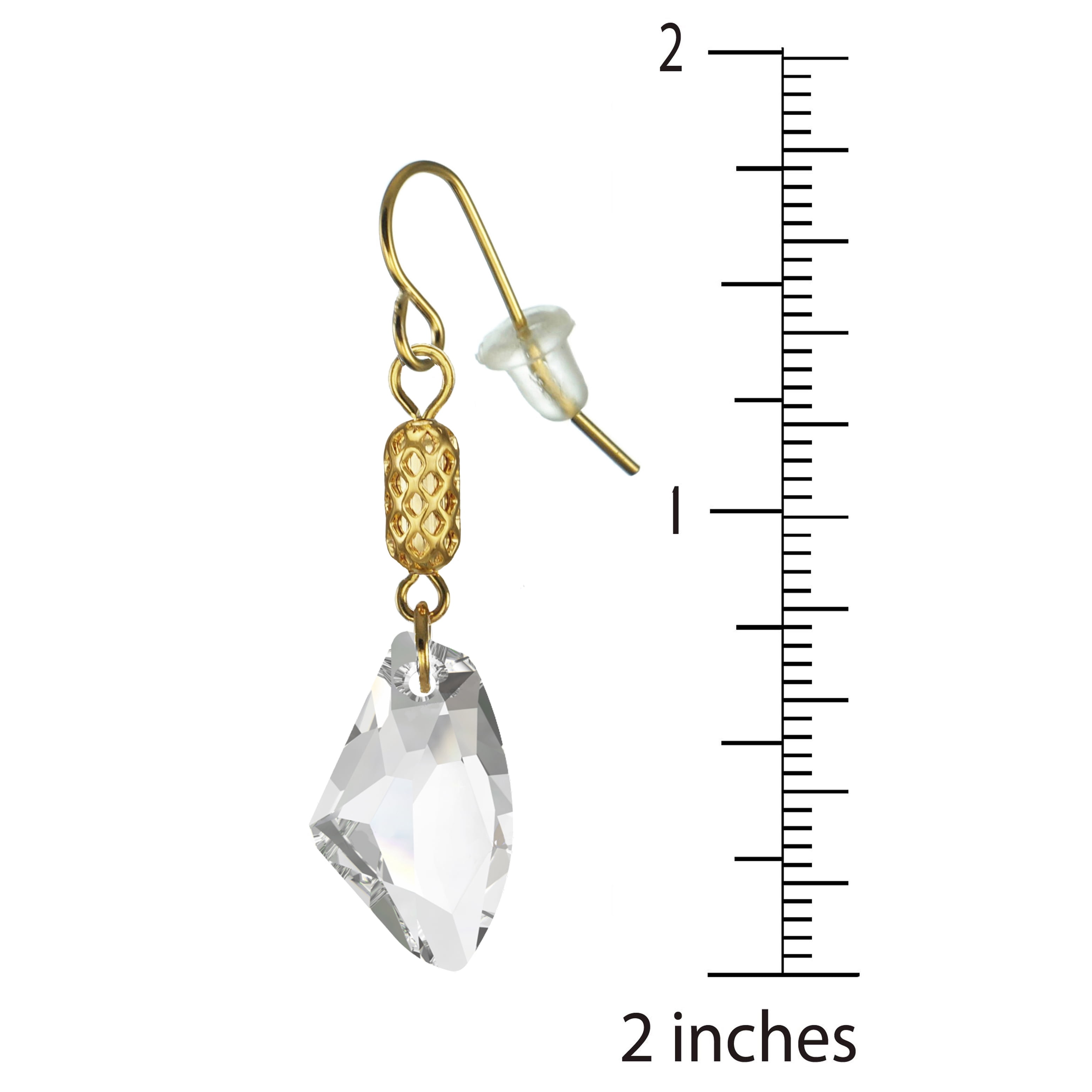 One Pair 19mm Austrian Galactic with Gold Woven Tube Dangle Earrings – Hypoallergenic Earwires - Clear