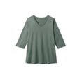 thumbnail image 5 of Woman Within Plus Size Perfect Three-Quarter Sleeve V-Neck Tee (Petite Available), 5 of 6