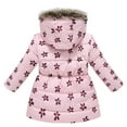 thumbnail image 3 of Penkiiy Girl's Winter Coat Jacket Hooded Kids Toddler Flower Print Parka Outwear Warm Cotton Puffer Hooded Jacket Pink Clearance for 8-9 Years, 3 of 8
