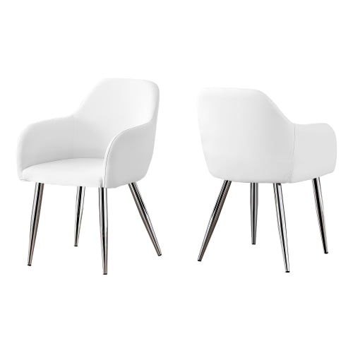 Cterwk 2 Pcs Leather Accent Chair Club Chair with Metal Legs, Upholstered Armchair for Kitchen, Dining Room, Living Room, White