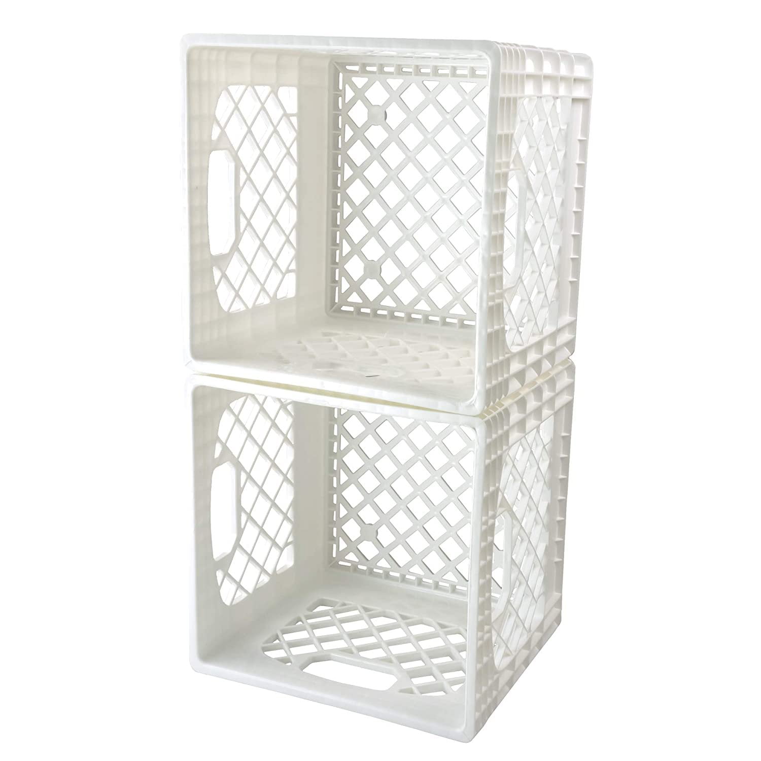 Juggernaut Storage 16QT Heavy-Duty Plastic Square Milk Crate White