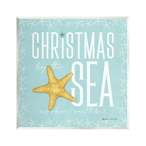 Stupell Industries Christmas By The Sea Turquoise Holiday Painting Unframed Art Print Wall Art