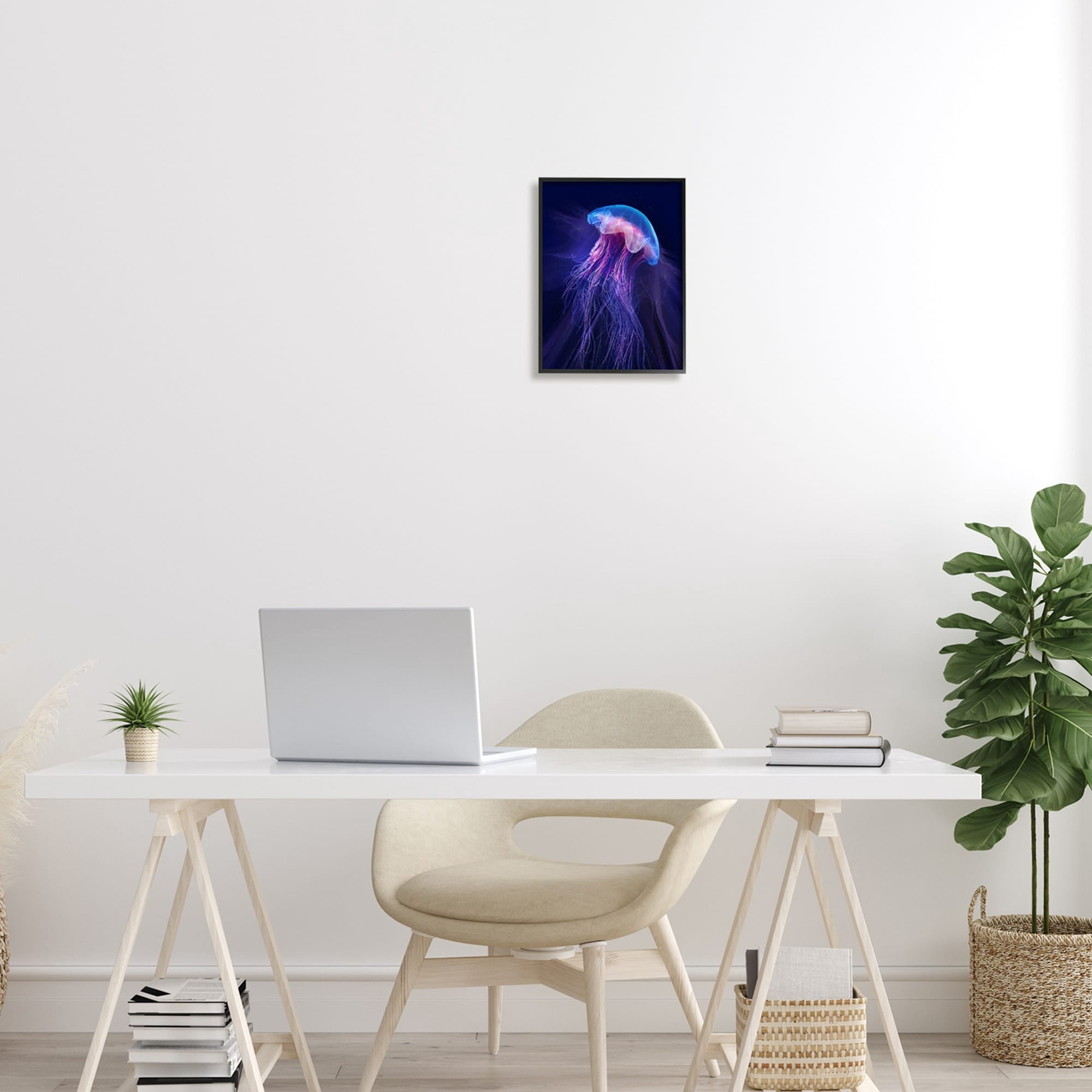 Stupell Industries Vivid Purple Jellyfish Swimming Ocean Sea Life Framed Wall Art, 11 x 14, Design by Steve Hunziker