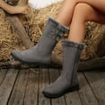 thumbnail image 4 of Lovzfmll Wide Calf Boots for Women, Faux Fur Lined Mid Calf Snow Round Toe Side Zipper, Chunky Low Heel Round Toe Buckle Snow Chunky Boots Warm Gray Boots, 4 of 9