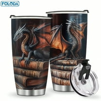 Foloda 1pc Dragon Tumbler Birthday Gift Fairy Tale Style Dragon Gift Valentine's Gifts Dragon Cup 20oz Stainless Steel Mug with Lid Birthday Gifts for Girls Boys Women Men Travel Accessories Outdoor