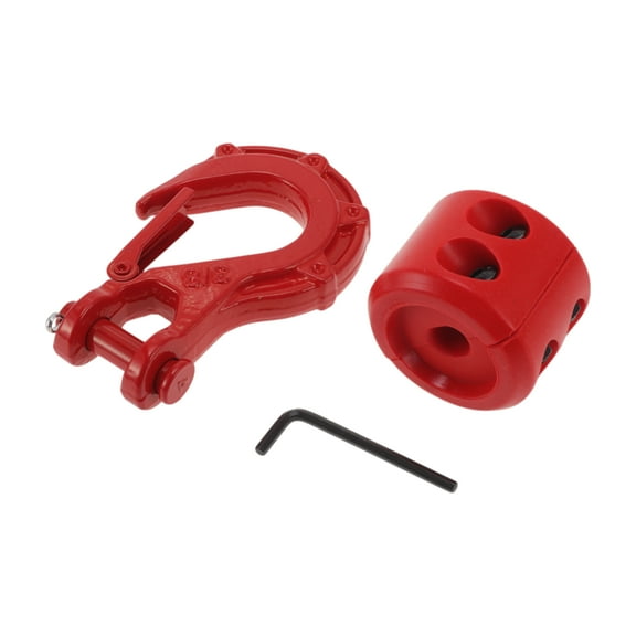 Unique Bargains Tractor Bucket Hooks 3/8" Front Tractor Accessories Bucket Grab Hook Metal 3.27"x4.92" Red 15 Ton with 1 Red Stopper and 1 Small Wrench 1 Set