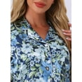 thumbnail image 5 of DARING DIVA Women's Silk Short Sleeves Floral Satin Pajama Sets M Blue Flowers, 5 of 7