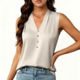 thumbnail image 4 of XFLWAM Women's Dressy Tank Tops Summer Pleated Sleeveless Work Blouses Silk Satin V Neck Shirts Business Casual Outfits, 4 of 7