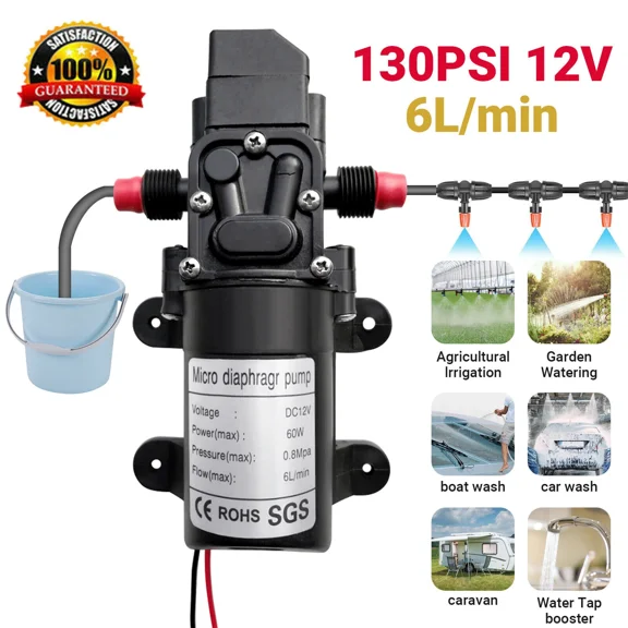 12V Water Pump 130Psi Self Priming Pump Diaphragm High Pressure Home Auto Switch