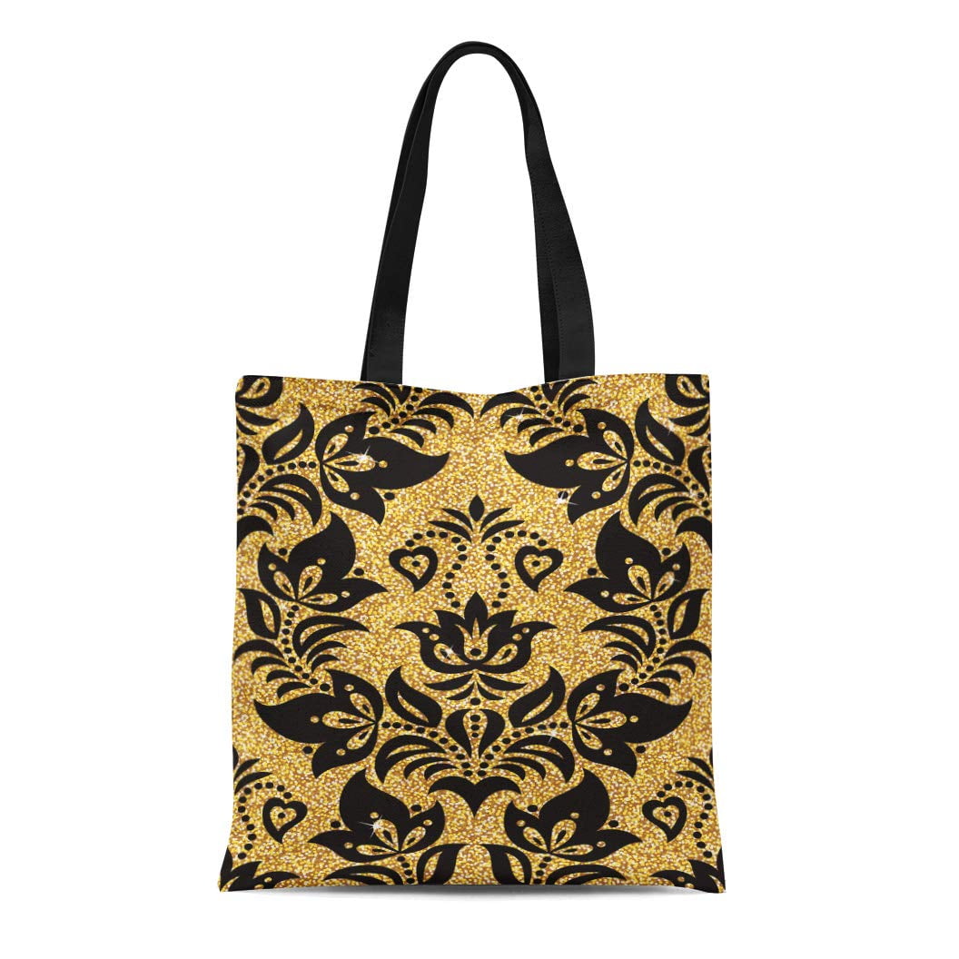 Hatiart Canvas Tote Bag Antique From Floral Golden Modern Rich Beautiful And Expensive Reusable Shoulder Grocery Shopping Bags Handbag