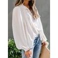 thumbnail image 4 of Blouses en Chiffon Col en V pour Femmes Manches Ballon Décontractées, 4 of 5