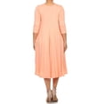 thumbnail image 4 of Women's Plus Size Casual 3/4 Sleeves Basic A-Line Pleated Solid Midi Dress, 4 of 6