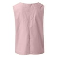 thumbnail image 3 of Hiiyo Women's Plus Size Summer Cotton Linen Tank Top Solid Color V Neck Sleeveless Tops, Red XXXXL, 3 of 4