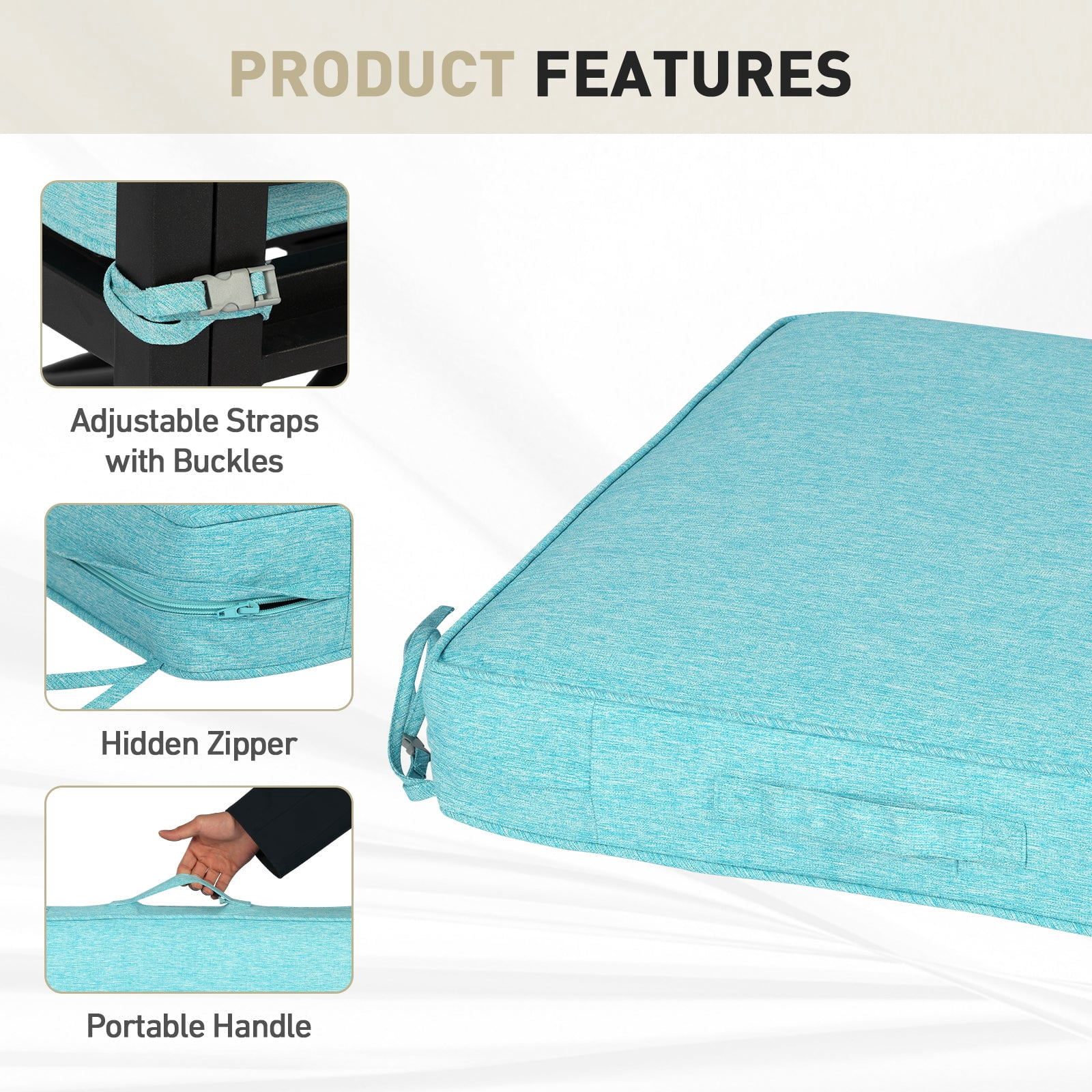 BPS 25" x 25" Aruba Blue Outdoor Chair Cushions, Water Resistant, Removable Cover, 2 Count