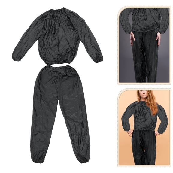 LOLIPPYY 1Set Lightweight Breathable Body Sweat Suit for Fitness and Cardio Exercises in Black