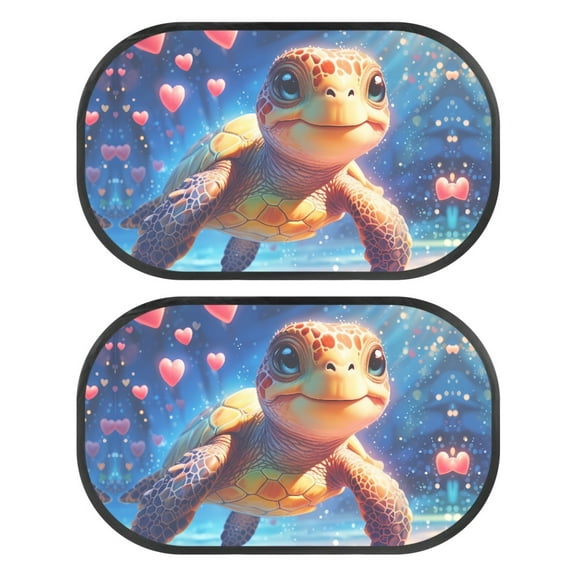Yuyamidu Sea Turtle Sun Shade for Car Window Baby 2 Pack Car Window Shades for Side Window Heart Sunshade for Car Back Window Foldable Backseat Sun Visor for Car SUV Truck