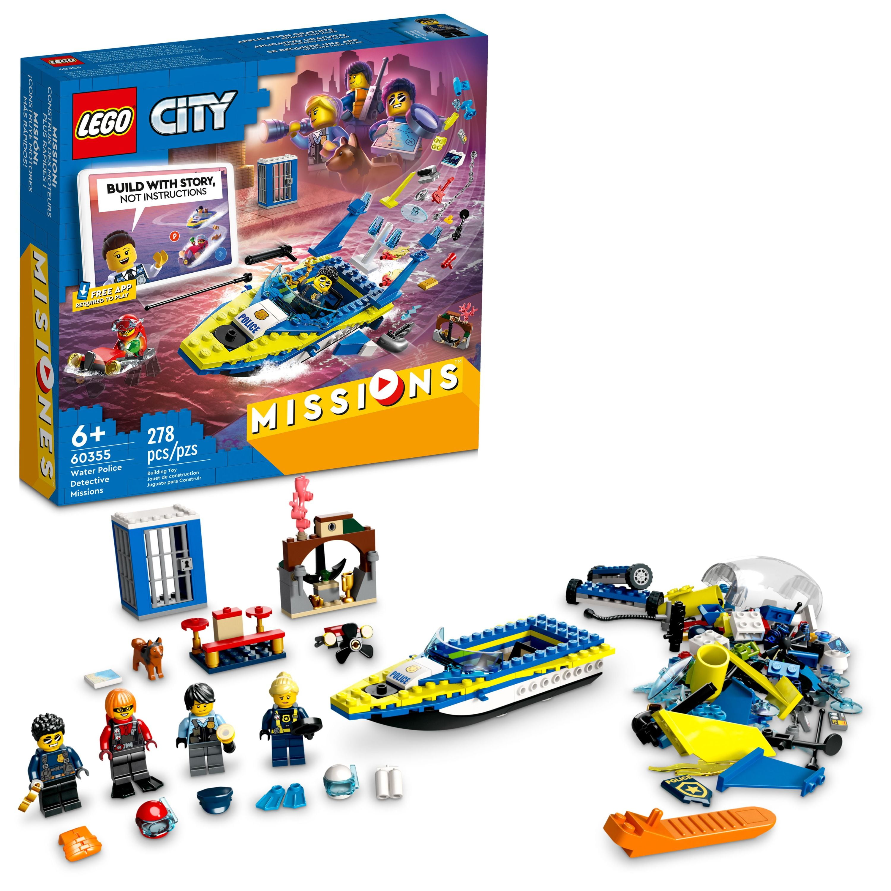 LEGO City Water Police Detective Missions, 60355 with Speed Boat Toy, Interactive Digital Adventure Building Game Playset with Bricks and 4 Minifigures