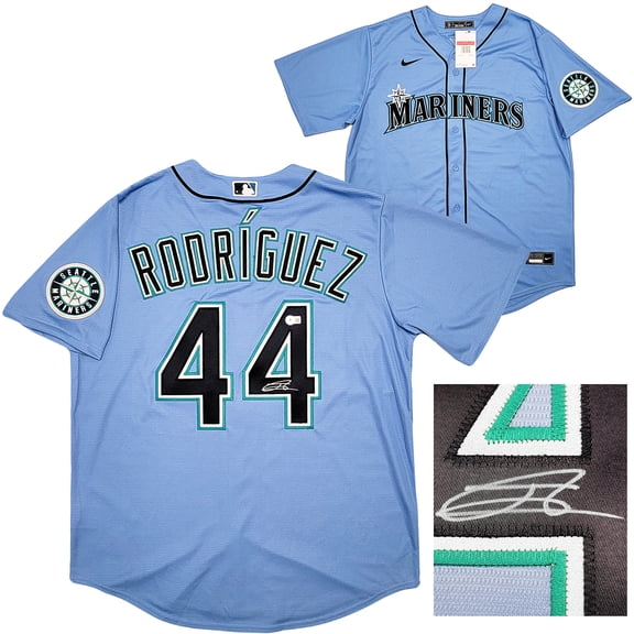 Seattle Mariners Julio Rodriguez Autographed Blue Nike Jersey Size L Beckett BAS 212092