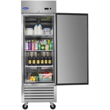 Commercial Upright Refrigerator 23 Cu.ft, Stainless Steel Reach-In Fridge with Lock, Digital Temp Control, Ideal for Cafe, Bar, Garage & Restaurant (Small)