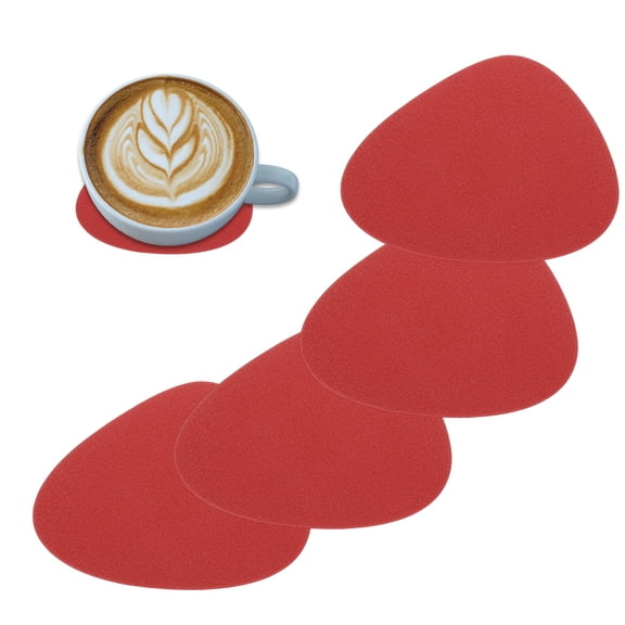 Uxcell 4 Pcs Silicone Coasters for Drinks, 5 Inch Non-Slip Protective Cup Coaster Heat Resistant Glass Cushion for Bar Kitchen Office Decor, Red