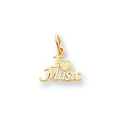 10k Yellow Gold Talking - I Love Music Charm Pendant