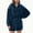 Blue, variant on Women's Zip Up Long Jackets Sherpa Soft Cinch Waist Casual Sweatshirts with Pockets Full Zip Outwear Winter Coats