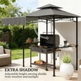 thumbnail image 3 of Dark Gray Outdoor Grill Gazebo BBQ Pavilion Double Top Adjustable Awning with Side Shelves and Hooks, 3 of 7