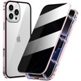 thumbnail image 1 of KOMI 360° Full Body Case Compatible with iPhone 16 Pro Max Clear Case with Lock and Screen Protector Camera Protector Clear Double Sided Glass Magnetic Aluminium Alloy Bumper Case, Pink, 1 of 5