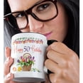 thumbnail image 2 of 3drose, Pretty Tulips Happy 50th Birthday, 15oz Two-tone Black Mug, 2 of 6