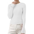 thumbnail image 3 of Women's Ribbed Knit Pullover Sweater, Slim Fit Soft Round Neck Top for Fall Winter, Comfortable Stretchy Casual Daily Wear, Versatile Layering Piece for Various Occasions White XXL, 3 of 8