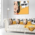 thumbnail image 3 of Designart Retro Woman in Comic Style - Abstract Portrait Throw Pillow - 16x16, 3 of 5
