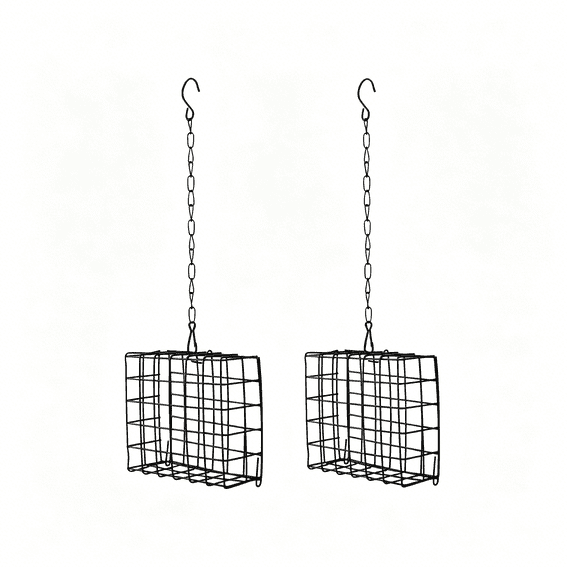 ACDANC 2Pcs Outdoor Suet Cage Bird Feeder, Suets Hanging Bird Feeder for Attracting Birds, Single Suet Cake Capacity, Fruit Holder Style for Garden Yard Outside Hanging