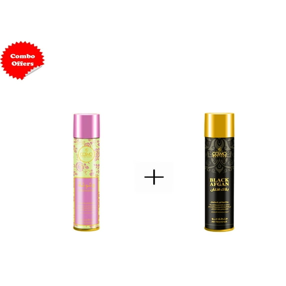 Pack of 2 COSMO DESIGN AIR FRESHENER WASHWASHAH and BLACK AFGHAN 300 ML