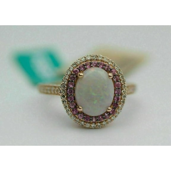 2Ct Oval Cut Simulated Fire Opal Halo Engagement Ring 14K Yellow Gold Plated