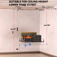 thumbnail image 6 of HOHYN 47.24″ Heavy-Duty Garage Storage Lift System, 400 lbs Ceiling Storage Lift with 130″ Lifting Range & Safety Lock, Adjustable Ceiling SAM Storage for Up to 13 ft Ceilings, 6 of 9