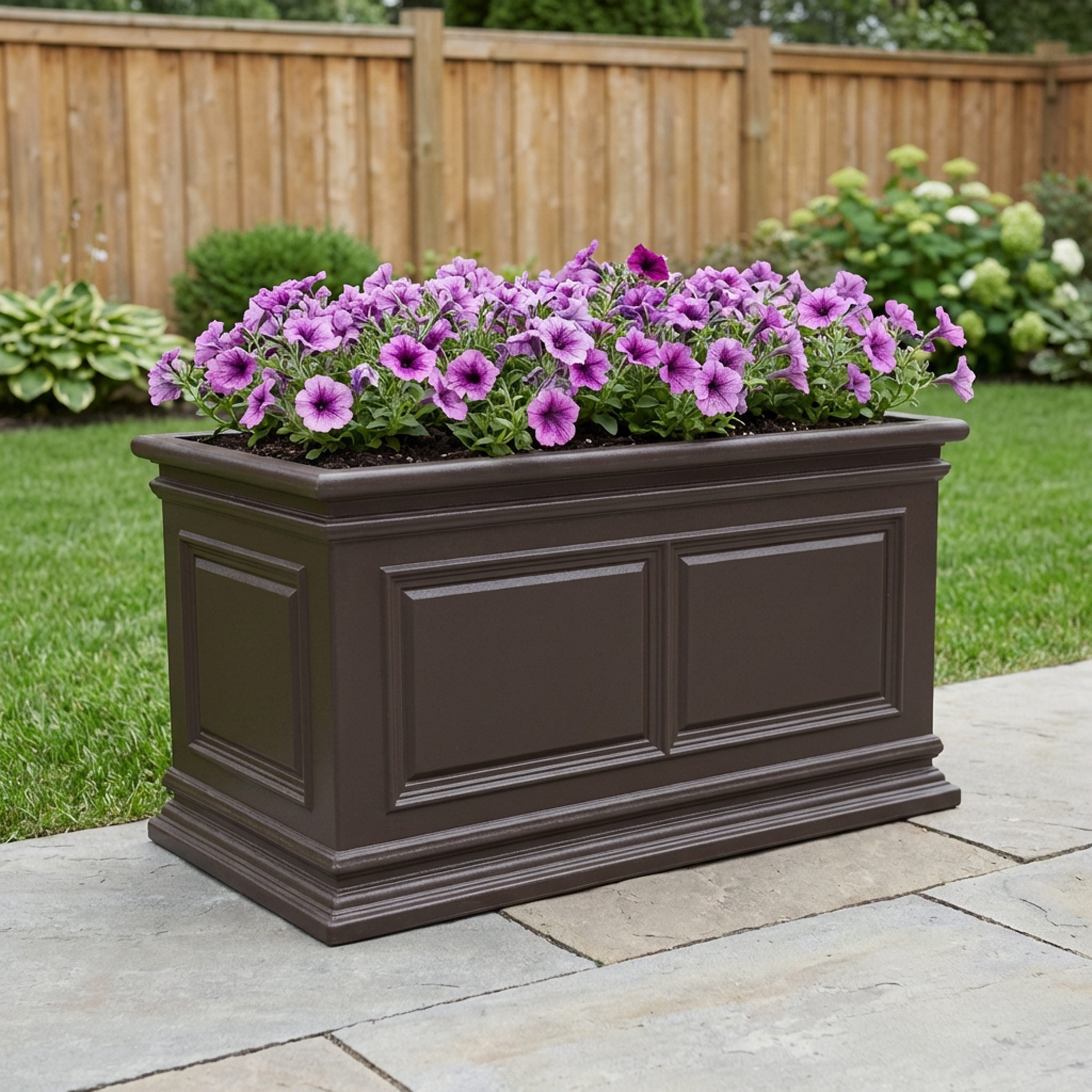 Algreen Covington 27" Self-Watering Planter, Trough, Brownstone Resin