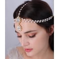 thumbnail image 2 of Bohemian Teardrop Crystal Head Chain Layered Rhinestone Pearl Forehead Chain Wedding Headband Prom Party Festival Hair Accessories for Women (Gold), 2 of 10