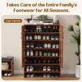 thumbnail image 3 of Farini 7 Tier Shoe Cabinet, Wooden Shoe Storage Organizer with Adjustable Shelves, up tp 24-28 Pairs, for Entryway, Hallway, Living Room, Walnut, 3 of 7
