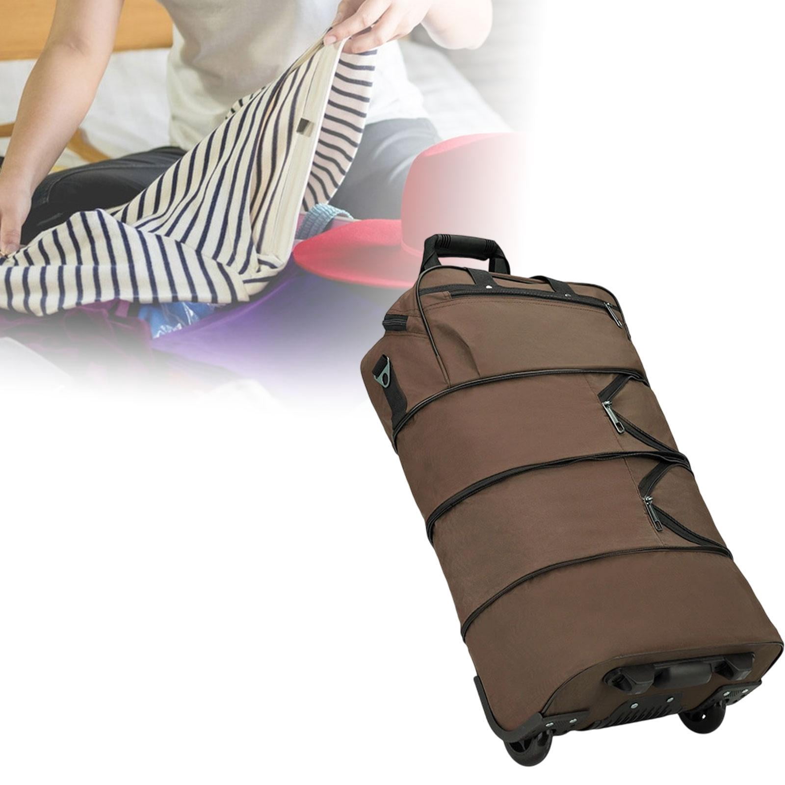 Wzmzjy Rolling Duffel Bag Wheeled Travel Storage for Women Men Compact Weekender Brown