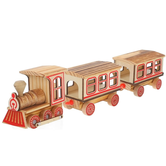unbranded Simulation Train Model Train Toy Home Desk Train Decoration Wooden Train Model