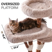 Sopapets 44H Cat Tree Tower Natural Wood With Scratching Posts&Real Branch Design, Heavy Duty Aesthetic Cat Tower for Large Cats, Apricot