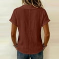 thumbnail image 6 of ClodeEU Women's V Neck Peter Pan Collar Short Sleeve Top ,Solid Color Casual Blouse Brown,Women's Plus XXL, 6 of 8